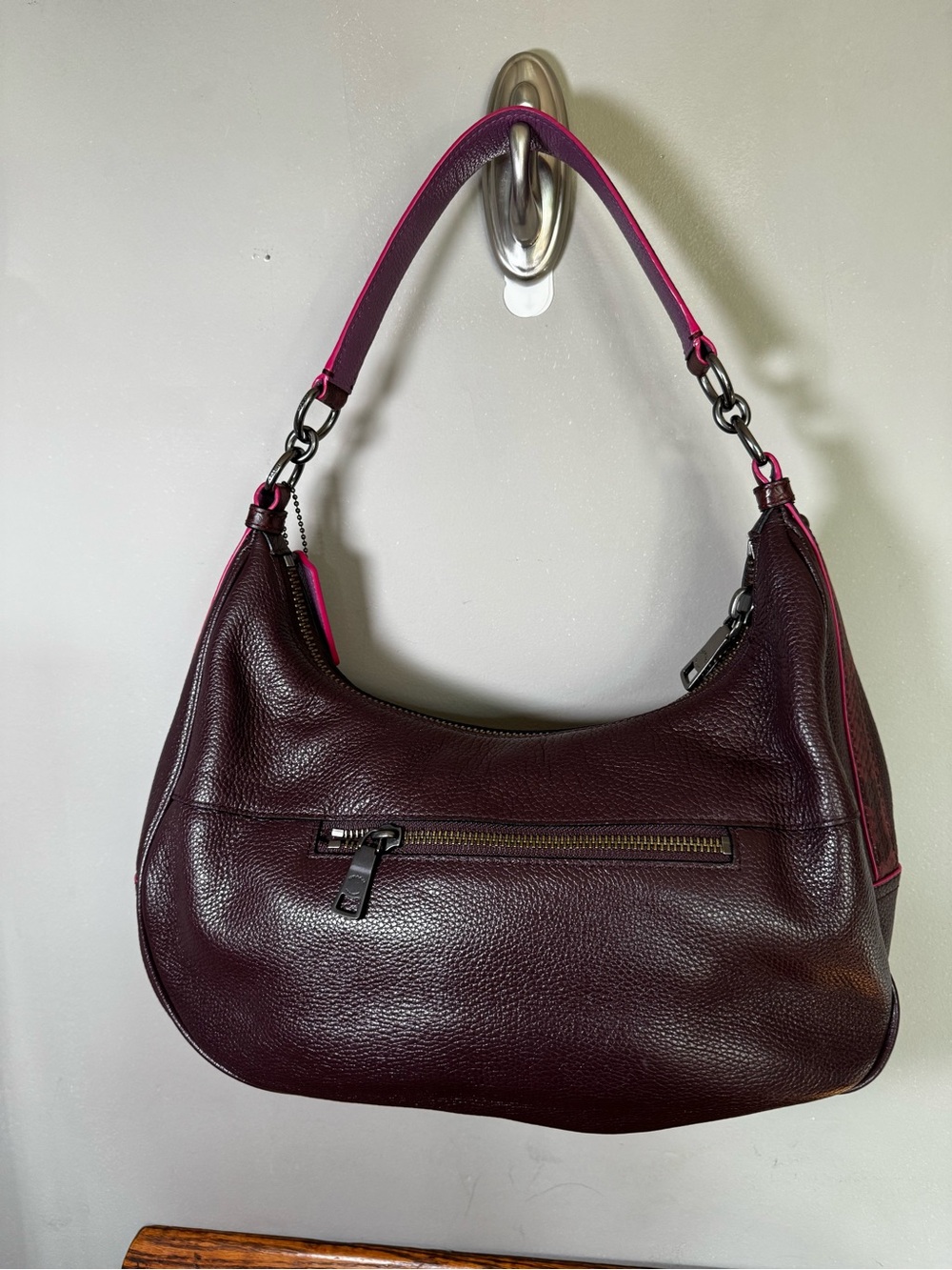 Coach Pebbled Leather Plum Hobo Shoulder Bag F29817 - Picture 6 of 14